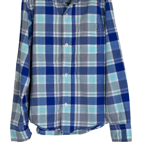 The Children's Place Boys Button-Up Shirt 5/6 Blue Gray Plaid Long Sleeve Cotton - Picture 7 of 15